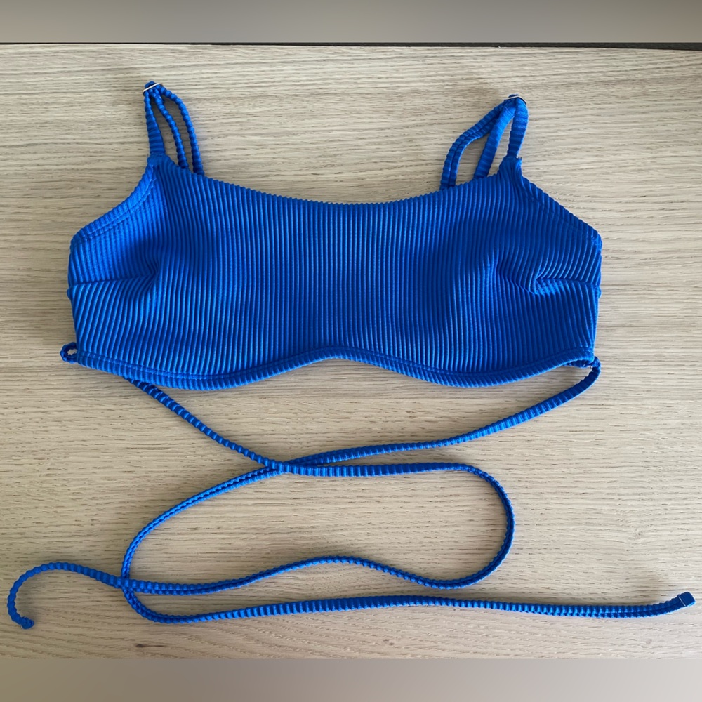 Hollister Blue Ribbed Bikini Top